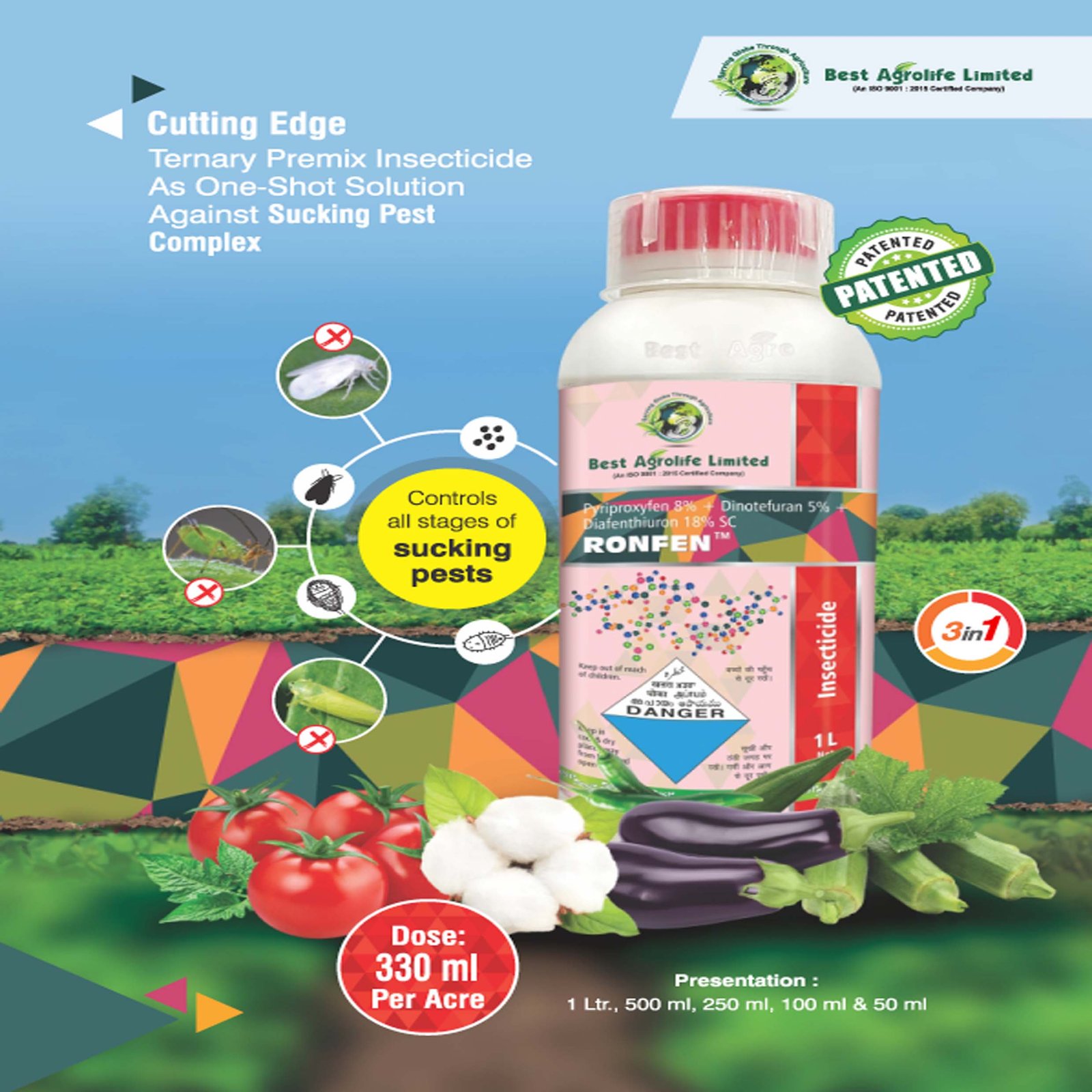 RONFEN BEST AGROLIFE (Pyriproxyfen 8% + Dinotefuron 5% +Diafenthiuron 18% SC ) - Image 3