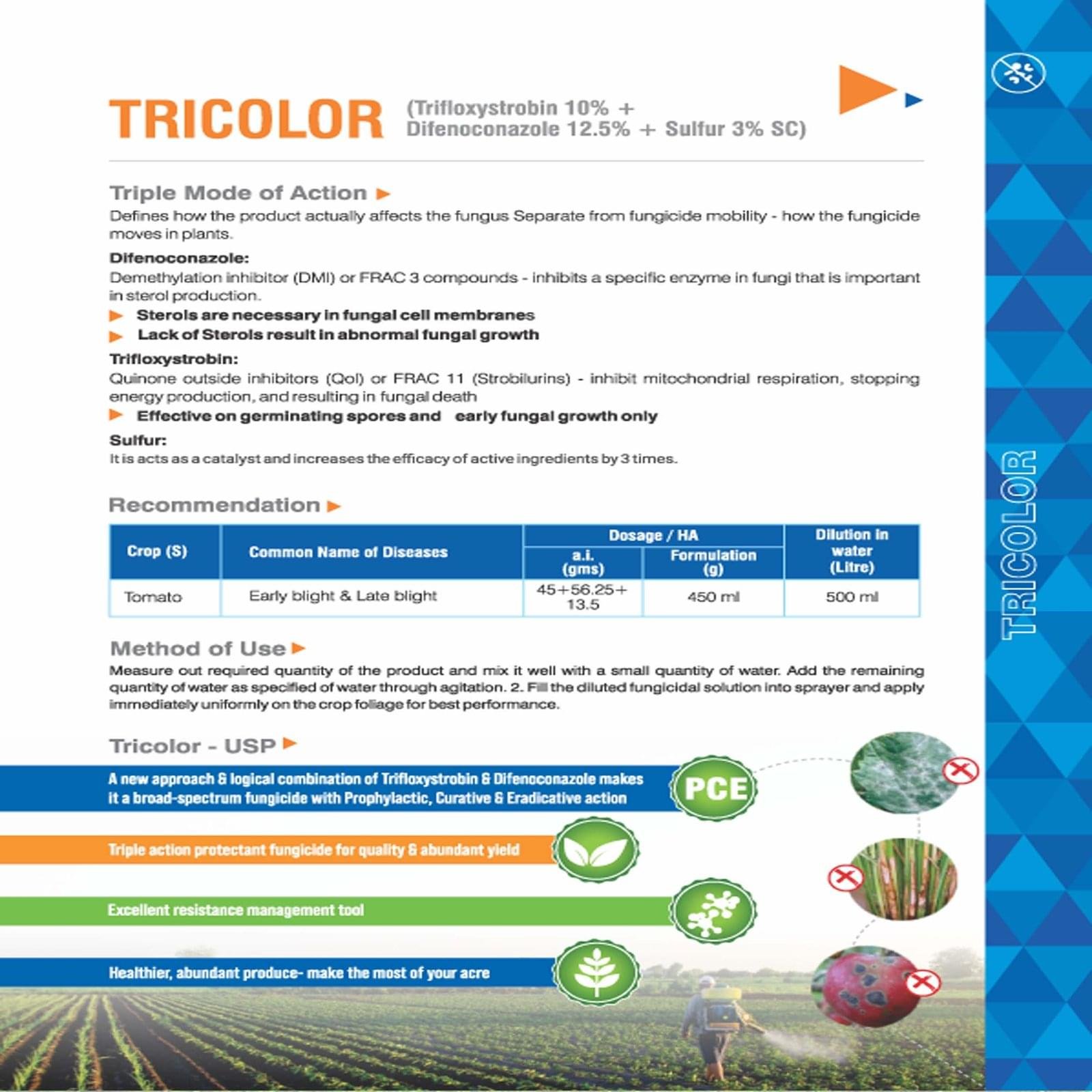 TRICOLOR (Trifloxystrobin 10% + Difenoconazole 12.5% + Sulphur 3% SC) - Image 4